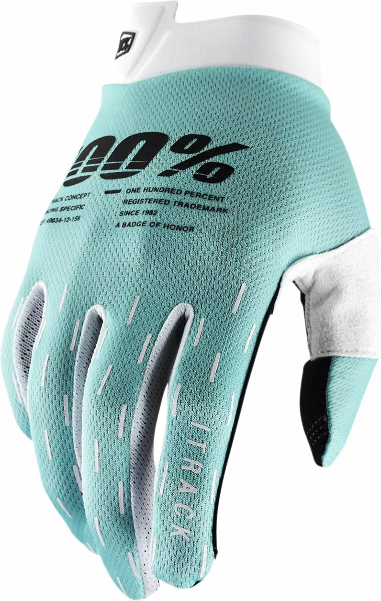 100% Itrack Gloves Aqua