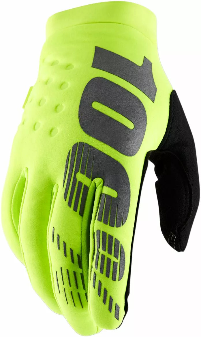 100% Brisker Gloves Black/Fluorescent Yellow