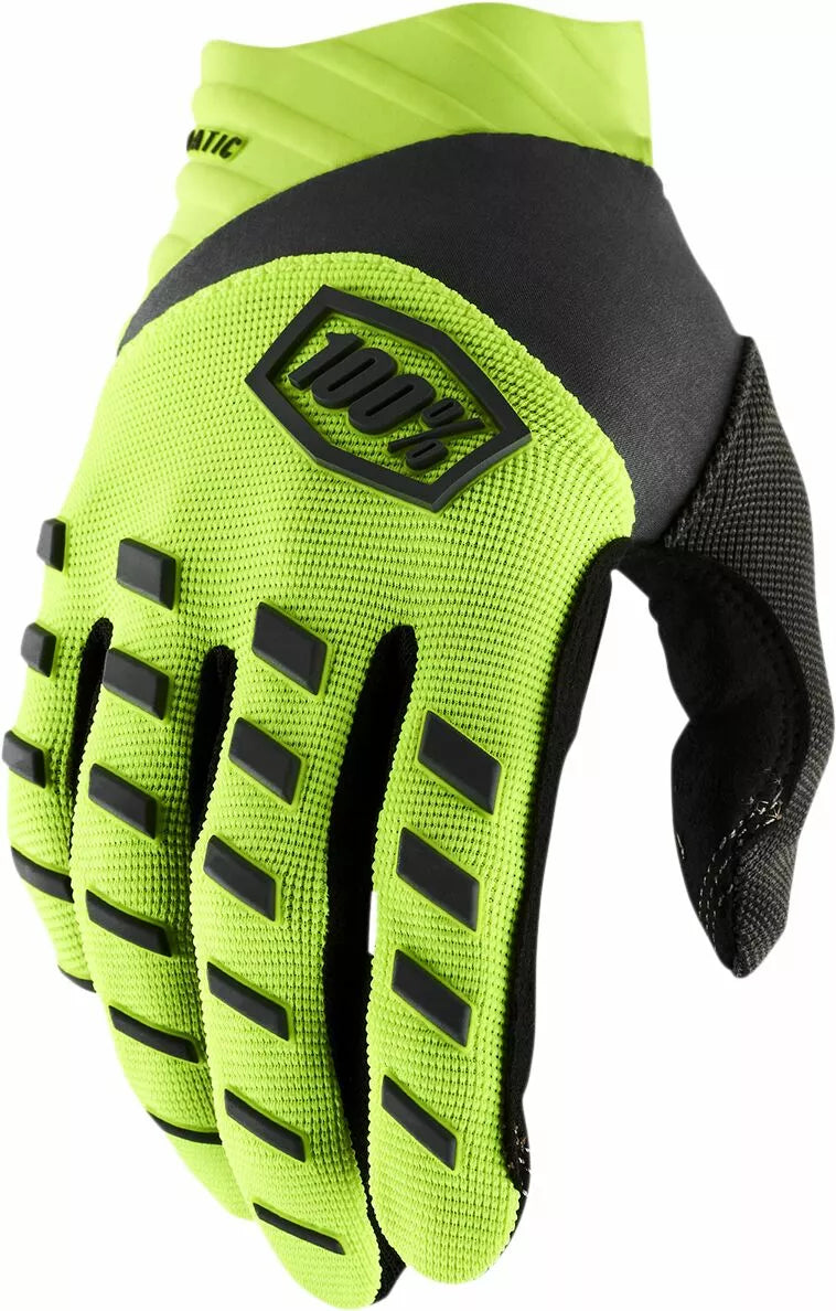 100% Airmatic Gloves Black/Fluorescent Yellow