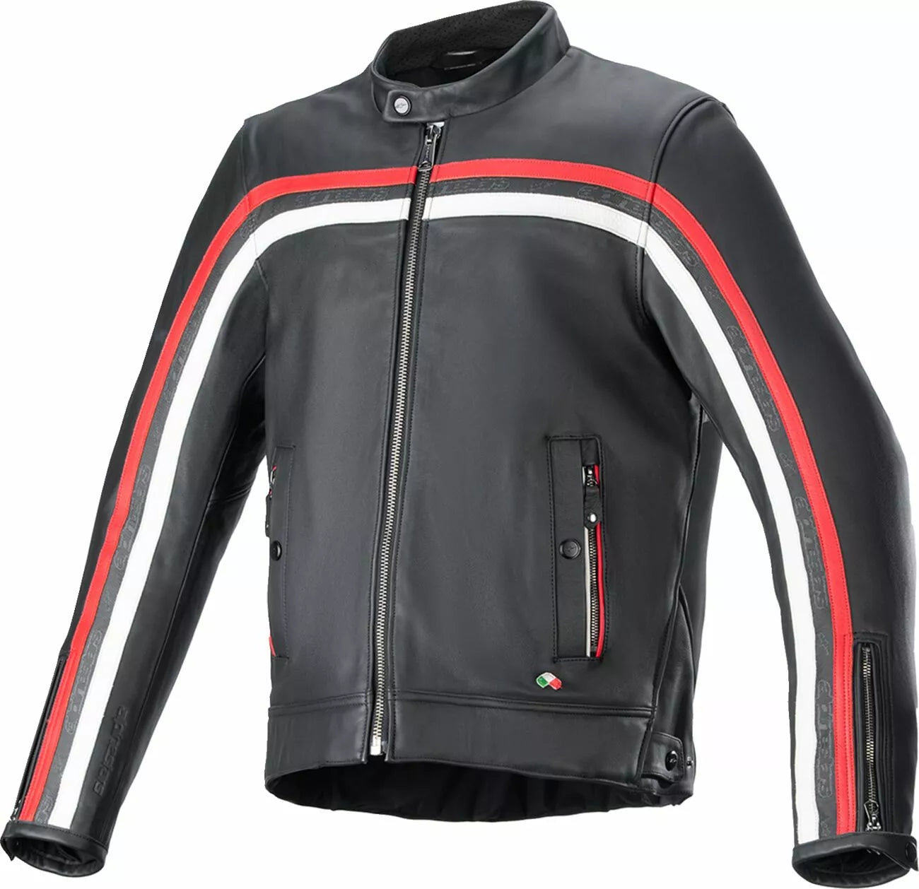 Alpinestars Dyno Leather Jacket Black/Off-White/Red