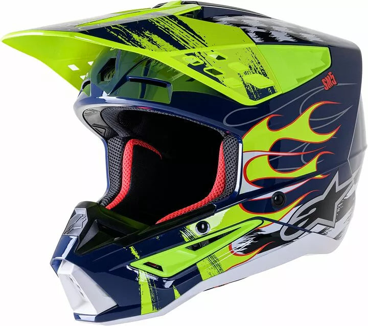 Alpinestars Supertech M5 Rash Helmet Gloss/White/Fluorescent Yellow/Dark Blue