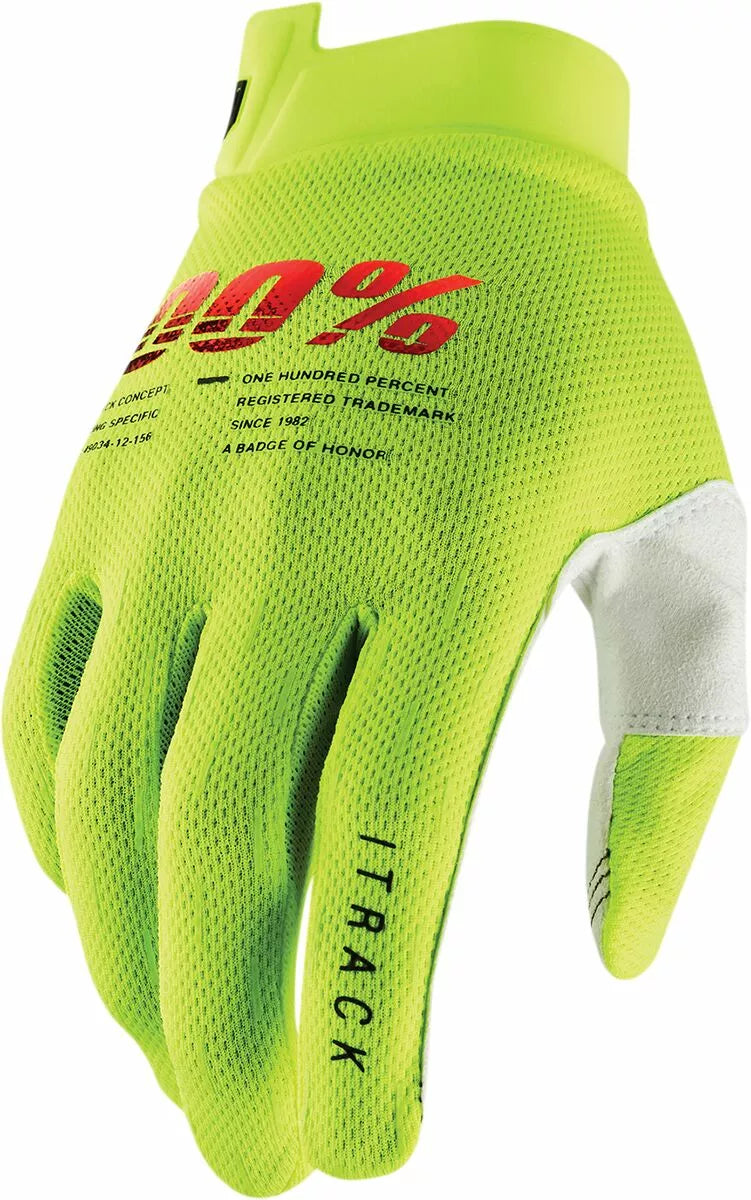 100% Youth Itrack Gloves Fluorescent Yellow