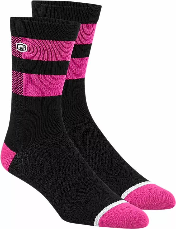 100% Flow Socks Black/Fluorescent Pink