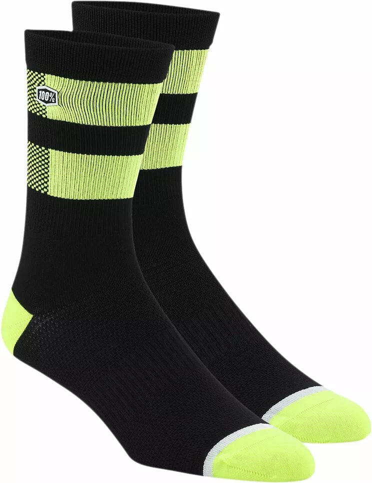 100% Flow Socks Black/Fluorescent Yellow