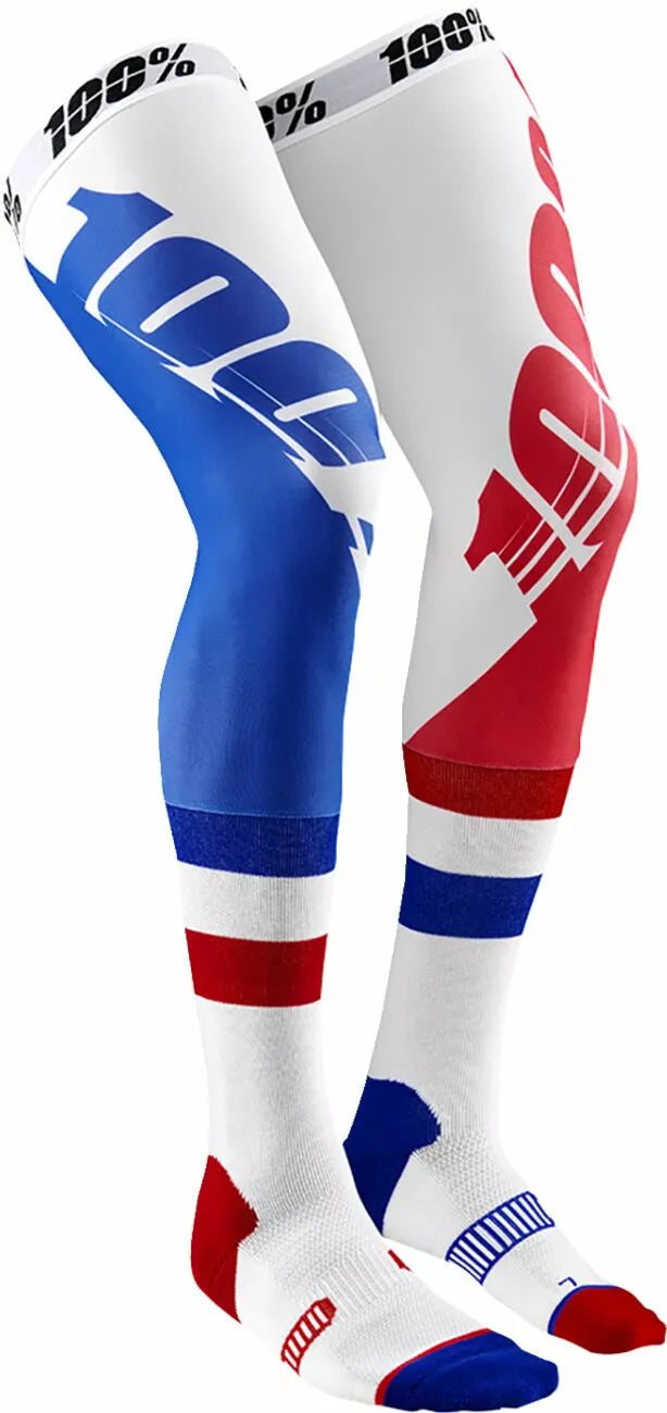 100% Rev Knee Brace Performance Moto Socks Blue/Red/White