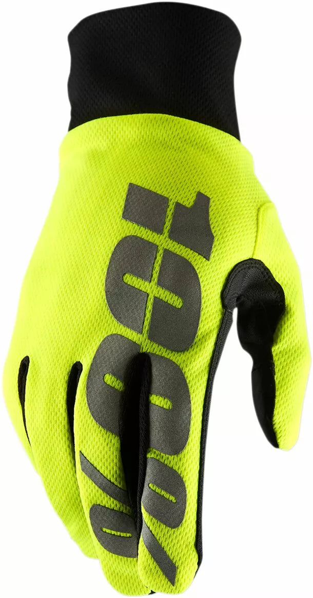 100% Hydromatic Waterproof Gloves Black/Fluorescent Yellow