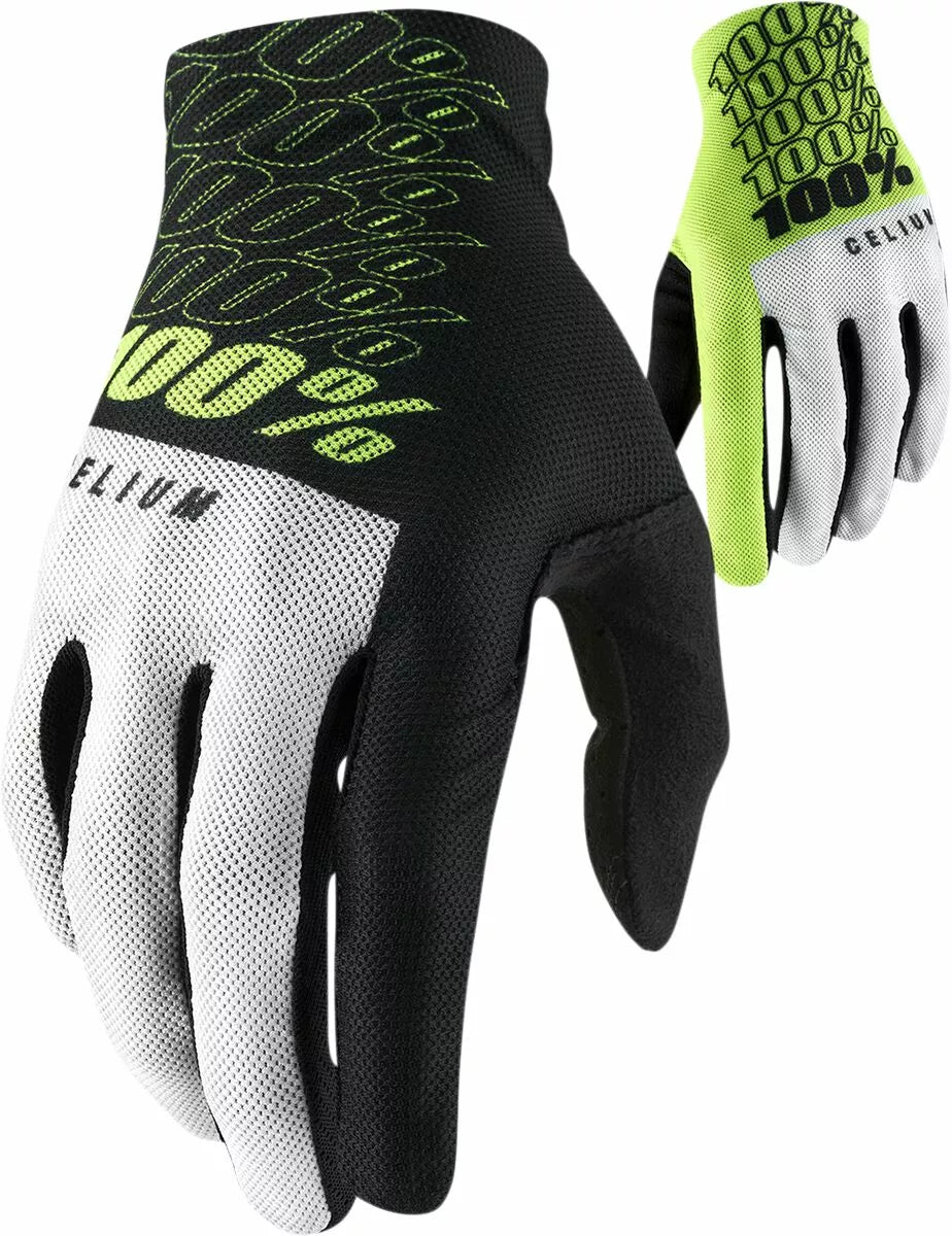 100% Celium Gloves Black/White/Yellow/Fluorescent Yellow