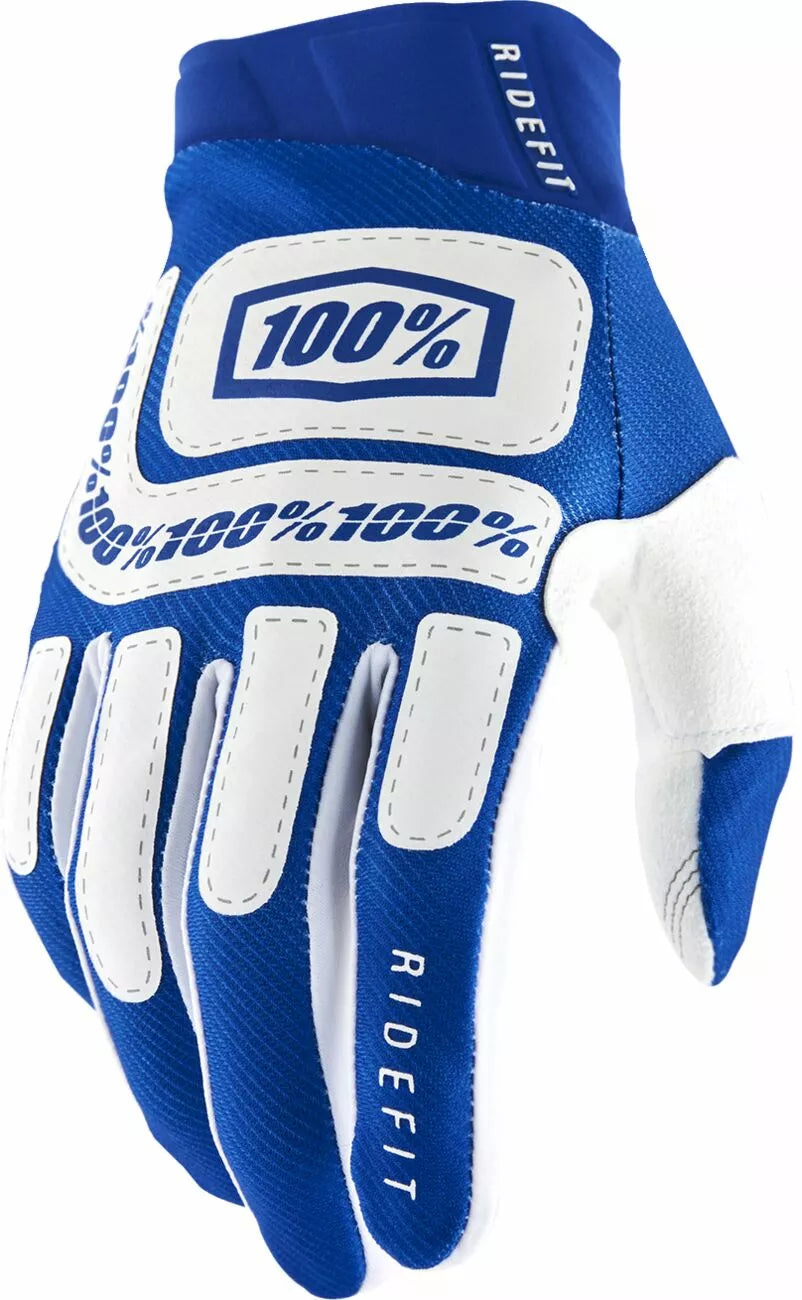 100% Ridefit Glove Blue/White