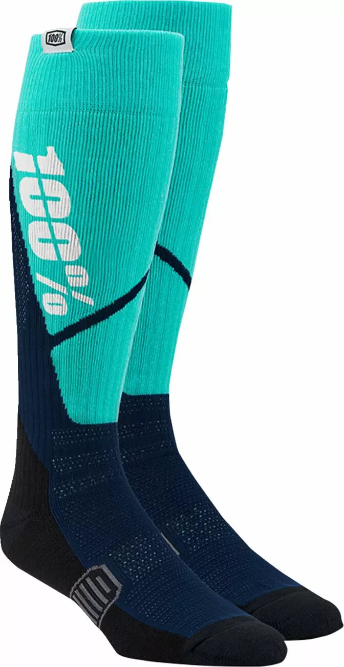 100% Torque Comfort Moto Socks Black/Cyan/Navy