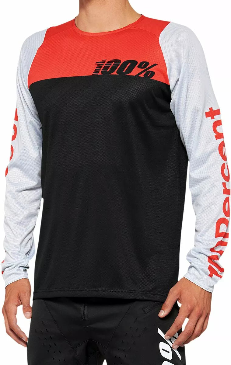 100% R-Core Ls Bicycle Jersey Black/Red/White