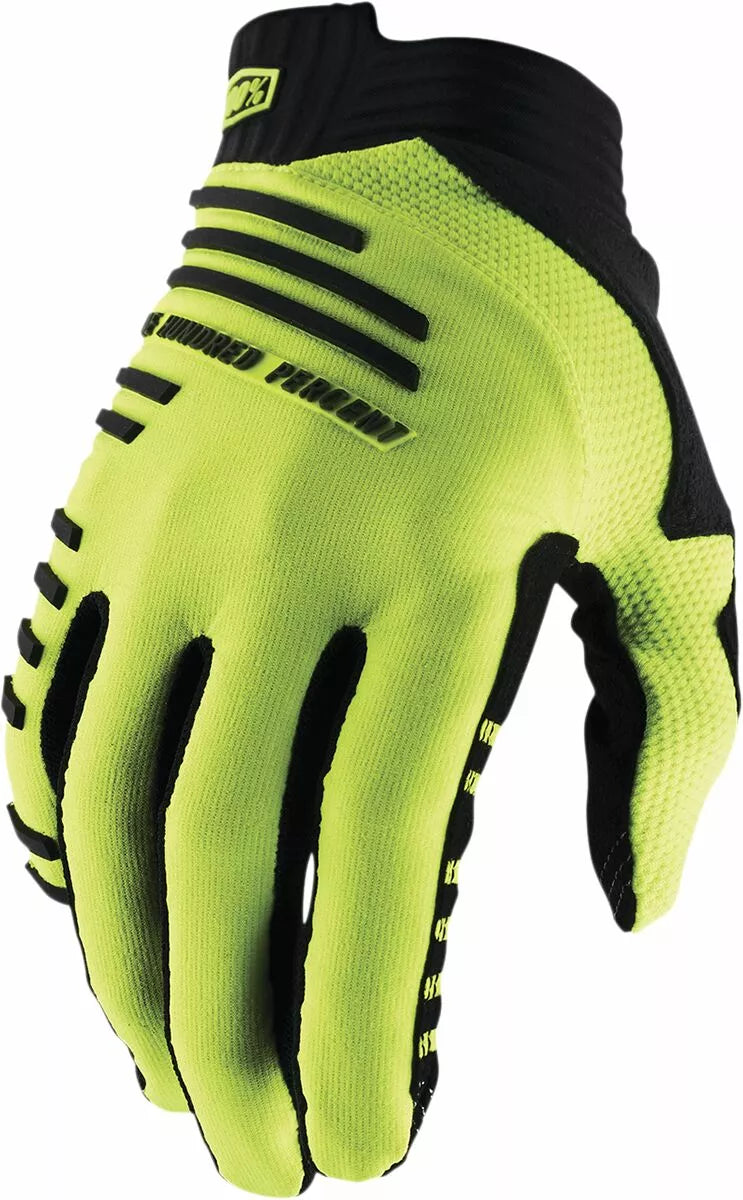 100% R-Core Gloves Black/Yellow/Fluorescent Yellow